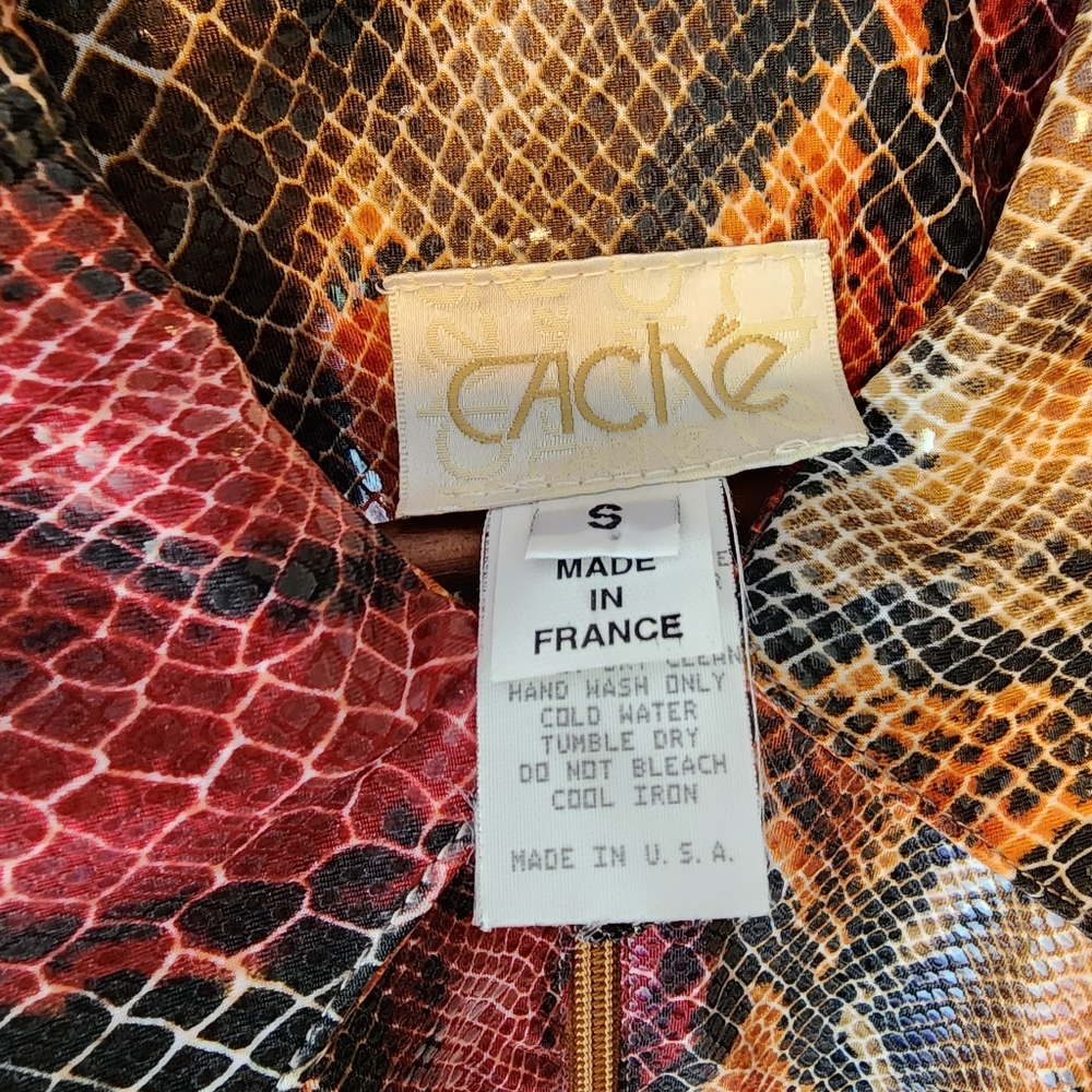 Cache Snakeskin Full Zip Sheath Dress - Picture 3 of 5
